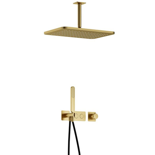Hotbath Gal Complete thermostatische douche InBouw Set Gal met 2 pushbuttons met Plafondbuis