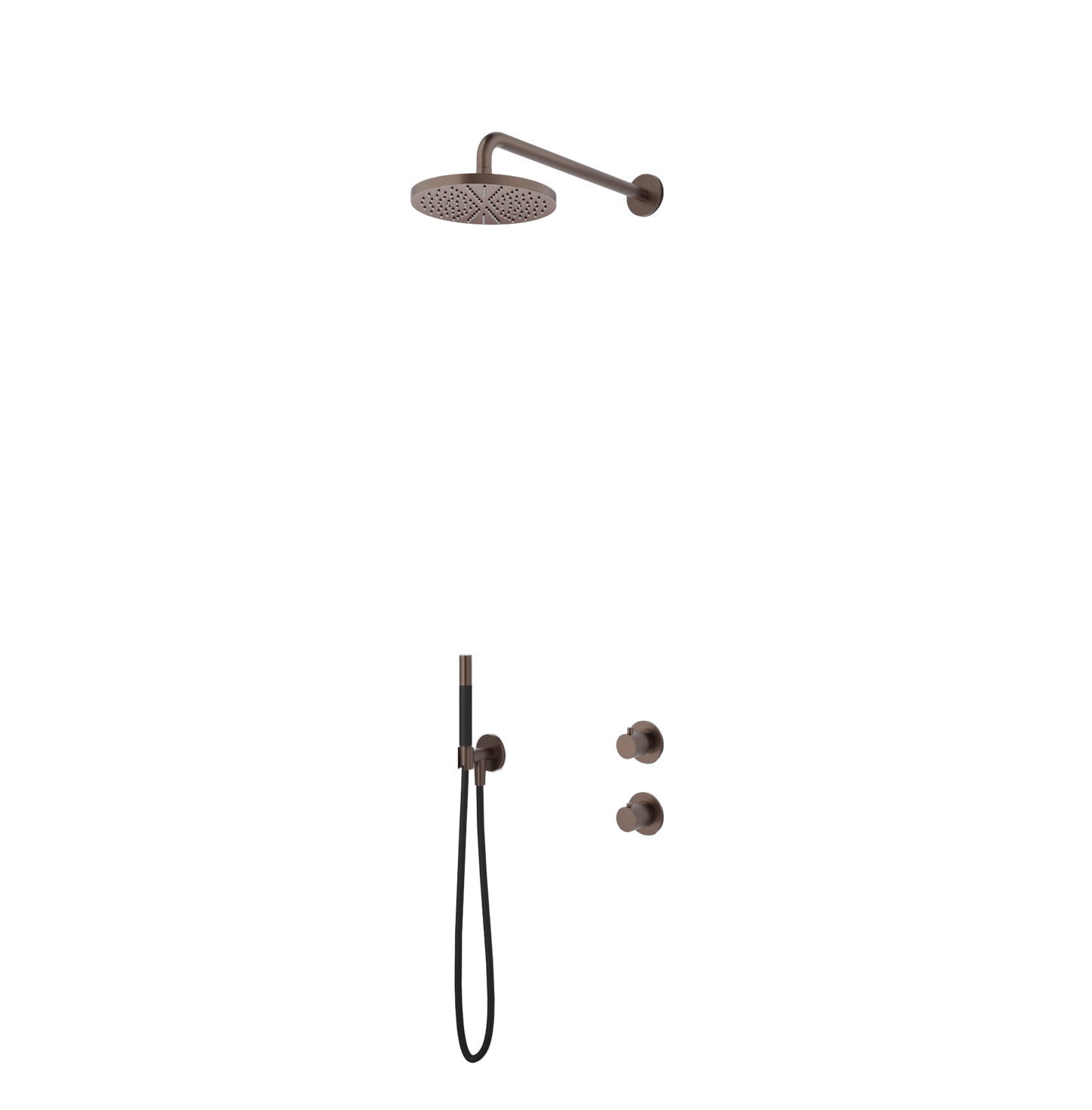 Hotbath Cobber IBS7009 inbouw doucheset - staafhanddouche - 20cm hoofddouche - wandarm - wandhouder - geborsteld koper pvd