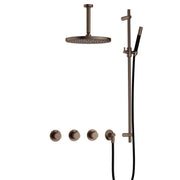 Hotbath Cobber IBS70 Inbouw Doucheset – 2 stopkranen, 15 cm plafondbuis en glijstang - Verouderd Messing