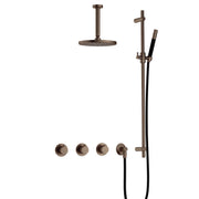 Hotbath Cobber IBS70 Inbouw Doucheset – 2 stopkranen, 15 cm plafondbuis en glijstang - Verouderd Messing