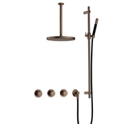 Hotbath Cobber IBS70 Inbouw Doucheset – 2 stopkranen, 30 cm plafondbuis, 30 cm hoofddouche en glijstang - Verouderd Messing