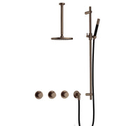 Hotbath Cobber IBS70 Inbouw Doucheset – 2 stopkranen, 30 cm plafondbuis en glijstang - Verouderd Messing