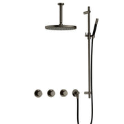 Hotbath Cobber IBS70 Inbouw Doucheset – 2 stopkranen, 15 cm plafondbuis en glijstang - Verouderd IJzer