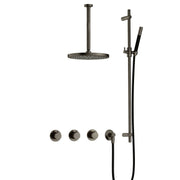 Hotbath Cobber IBS70 Inbouw Doucheset – 2 stopkranen, 30 cm plafondbuis, 30 cm hoofddouche en glijstang - Verouderd IJzer