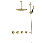 Hotbath Cobber IBS70 Inbouw Doucheset – 2 stopkranen, 15 cm plafondbuis en glijstang - Geborsteld Messing