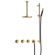 Hotbath Cobber IBS70 Inbouw Doucheset – 2 stopkranen, 30 cm plafondbuis en glijstang - Geborsteld Messing