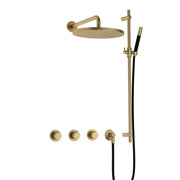 Hotbath Cobber IBS70 Inbouw Doucheset – 2 stopkranen, 30 cm hoofddouche en glijstang - Geborsteld Messing