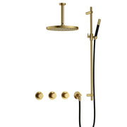 Hotbath Cobber IBS70 Inbouw Doucheset – 2 stopkranen, 15 cm plafondbuis en glijstang - Geborsteld Messing PVD