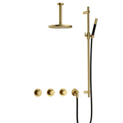 Hotbath Cobber IBS70 Inbouw Doucheset – 2 stopkranen, 15 cm plafondbuis en glijstang - Geborsteld Messing PVD