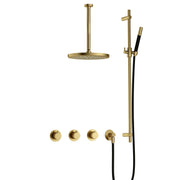 Hotbath Cobber IBS70 Inbouw Doucheset – 2 stopkranen, 30 cm plafondbuis, 30 cm hoofddouche en glijstang - Geborsteld Messing PVD