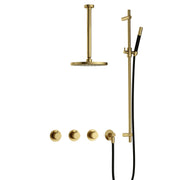 Hotbath Cobber IBS70 Inbouw Doucheset – 2 stopkranen, 30 cm plafondbuis en glijstang - Geborsteld Messing PVD