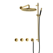 Hotbath Cobber IBS70 Inbouw Doucheset – 2 stopkranen, 30 cm hoofddouche en glijstang - Geborsteld Messing PVD