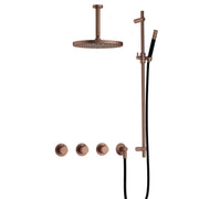 Hotbath Cobber IBS70 Inbouw Doucheset – 2 stopkranen, 15 cm plafondbuis en glijstang - Geborsteld Koper PVD