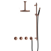 Hotbath Cobber IBS70 Inbouw Doucheset – 2 stopkranen, 15 cm plafondbuis en glijstang - Geborsteld Koper PVD