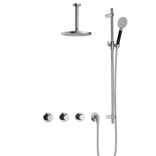 Hotbath Cobber Inbouw Doucheset IBS70 met 2 stopkranen, ronde handdouche, 15 cm plafondbuis en glijstang