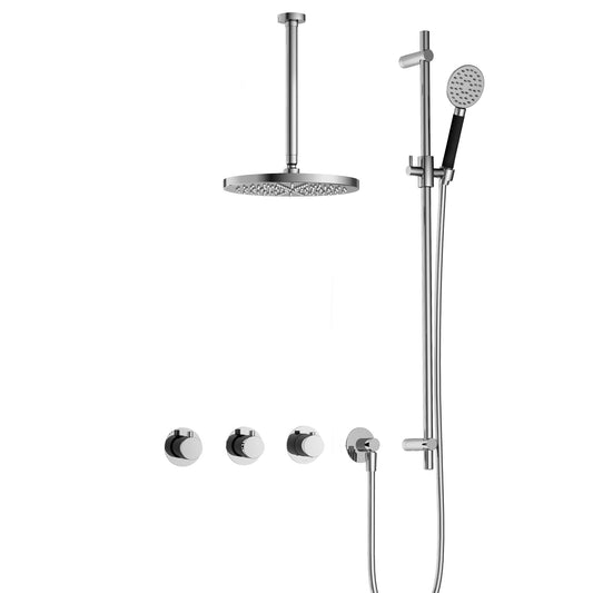 Hotbath Cobber Inbouw Doucheset IBS70 met 2 stopkranen, ronde handdouche, 30 cm plafondbuis en glijstang