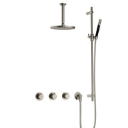 Hotbath Cobber IBS70 Inbouw Doucheset – 2 stopkranen, 15 cm plafondbuis en glijstang - Geborsteld Nikkel