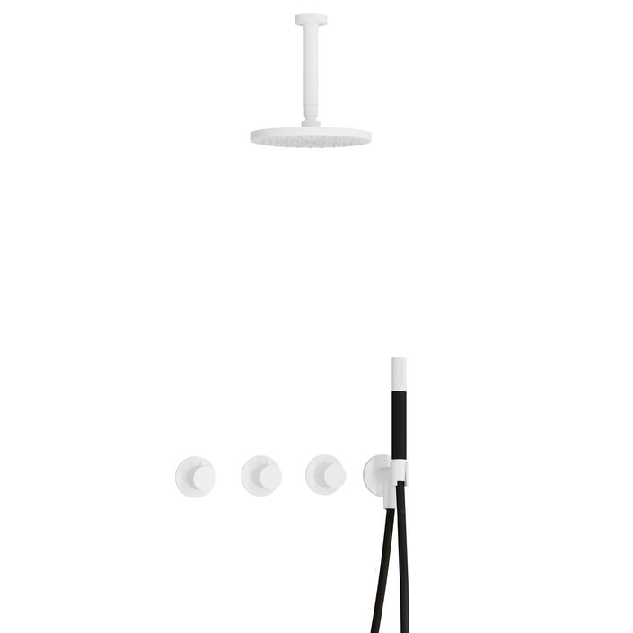 Hotbath Cobber IBS70 inbouw doucheset - staafhanddouche - 20cm hoofddouche - 15cm plafondbuis - wandhouder - mat wit