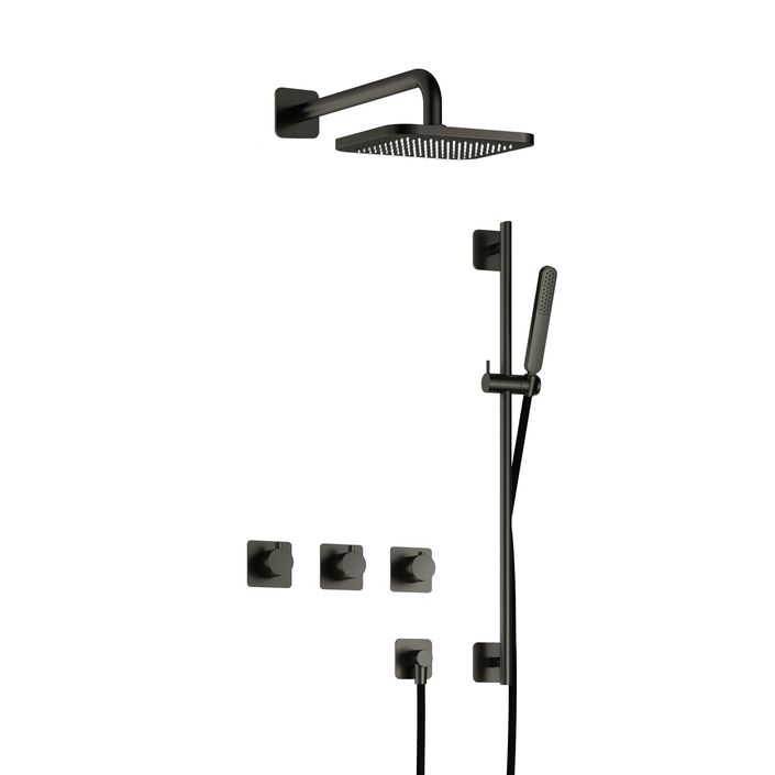 Hotbath Gal Complete thermostatische douche InBouwSet Gal met 2 stopkranen met Glijstang