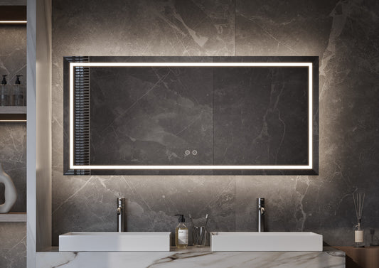 Fade spiegel 1200x700 mm met directe en indirecte verlichting rondom incl. verwarming & dimbare touch