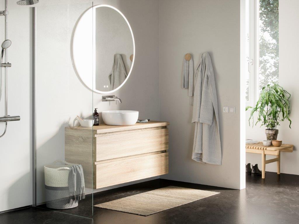 Primabad Opbouw Edition badmeubelset 141 cm met spiegel met opbouwkom