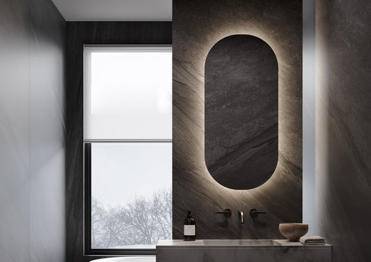 New oval maatwerkspiegel 400x800 mm met indirecte verlichting rondom