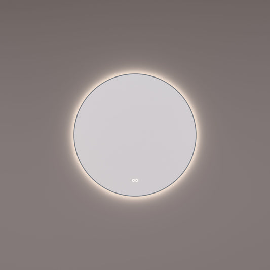 HIPP Design Voorraad spiegel rond in PVD geborsteld gun metal met indirecte LED verlichting rondom - SPV 13500 GUN