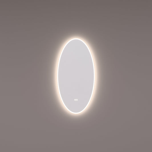 Voorraad spiegel ovaal met directe en indirecte LED verlichting rondom VERTICAAL 45x90x3cm + touch dimmer + spiegelverwarming + kleurenwissel