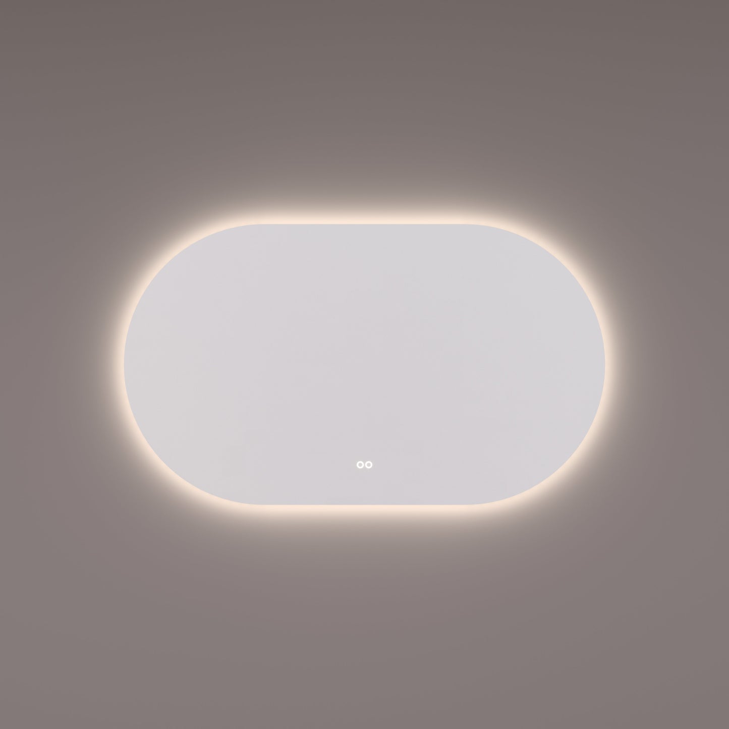 Voorraad spiegel ovaal-recht met indirecte LED verlichting rondom 120x70x3cm + spiegelverwarming + kleurenwissel + touch dimmer