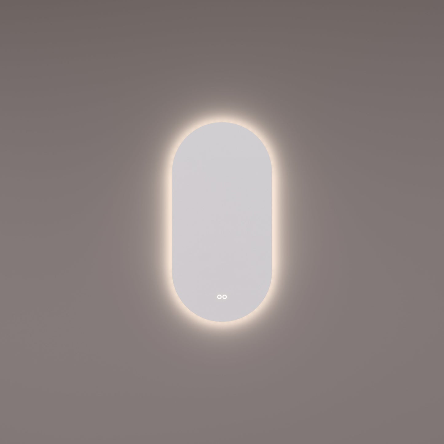 Voorraad spiegel ovaal-recht met indirecte LED verlichting rondom 40x80x3cm + spiegelverwarming + kleurenwissel + touch dimmer