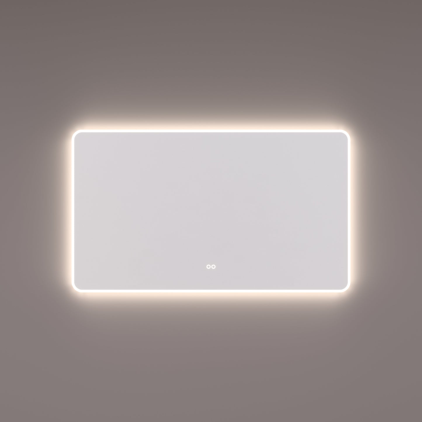 Voorraad spiegel met afgeronde hoeken en met directe en indirecte LED verlichting rondom 120x70x3cm + spiegelverwarming + kleurenwissel + touch dimmer