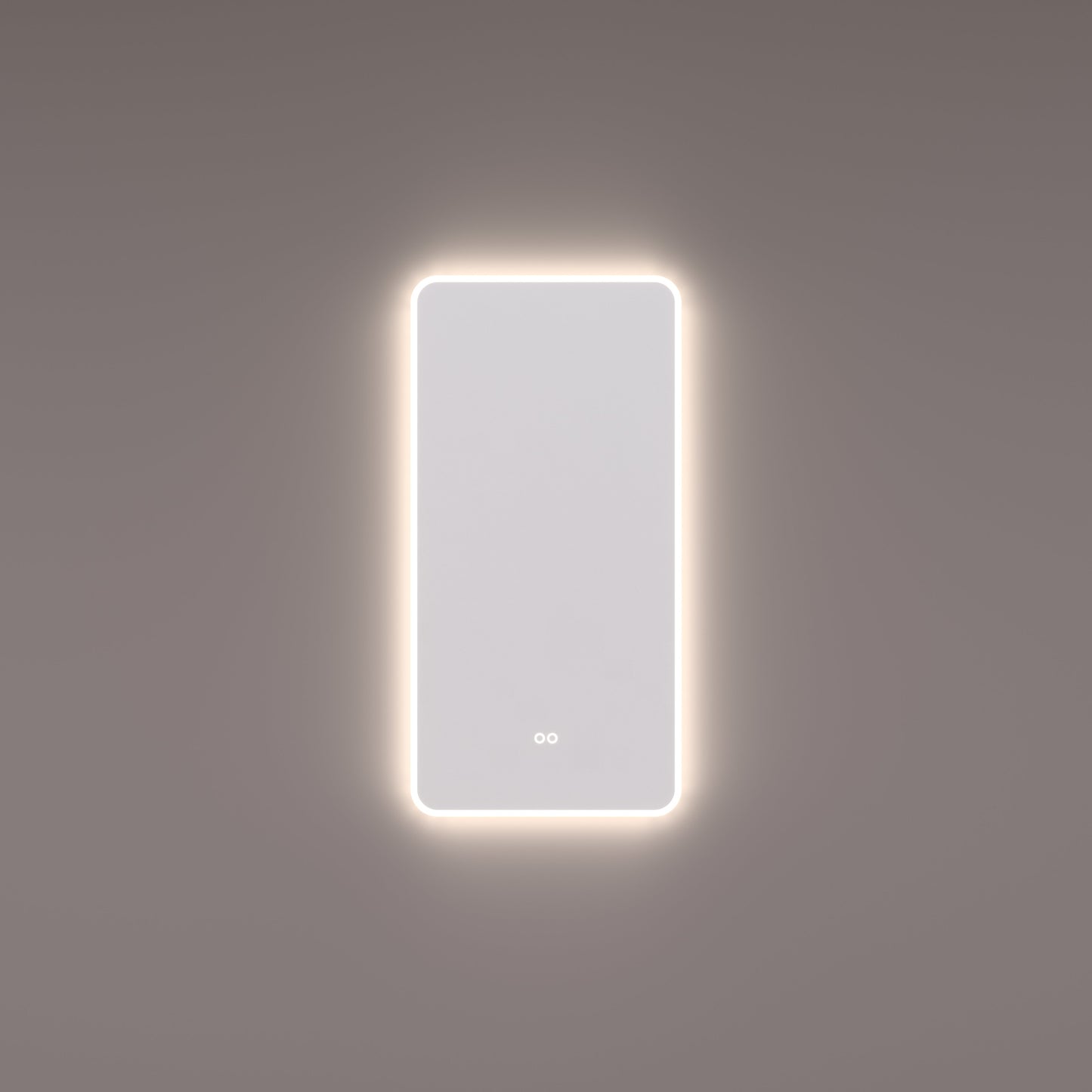 Voorraad spiegel met afgeronde hoeken en met directe en indirecte LED verlichting rondom 45x90x3cm + spiegelverwarming + kleurenwissel + touch dimmer