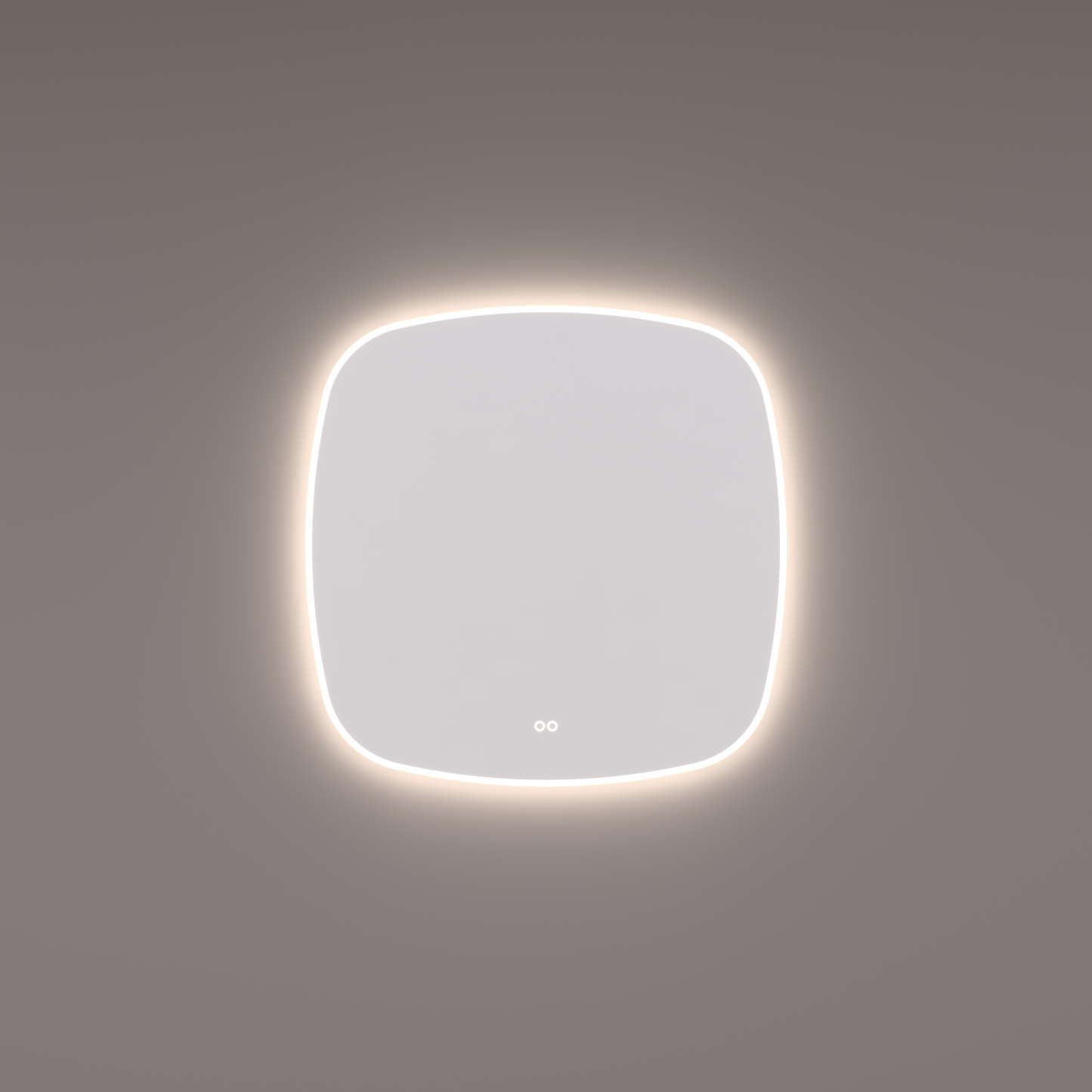 Voorraad spiegel Deens ovaal gelijkzijdig, 100x100 cm met directe en indirecte led rondom + spiegeverwarming, kleurenwissel en touch dimmer