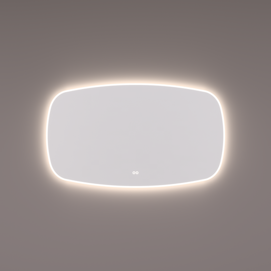 Voorraad spiegel Deens ovaal, 140x74 cm met directe en indirecte led rondom + spiegeverwarming, kleurenwissel en touch dimmer
