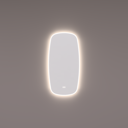 Voorraad spiegel Deens ovaal verticaal, 45x90 cm met directe en indirecte led rondom + spiegeverwarming, kleurenwissel en touch dimmer