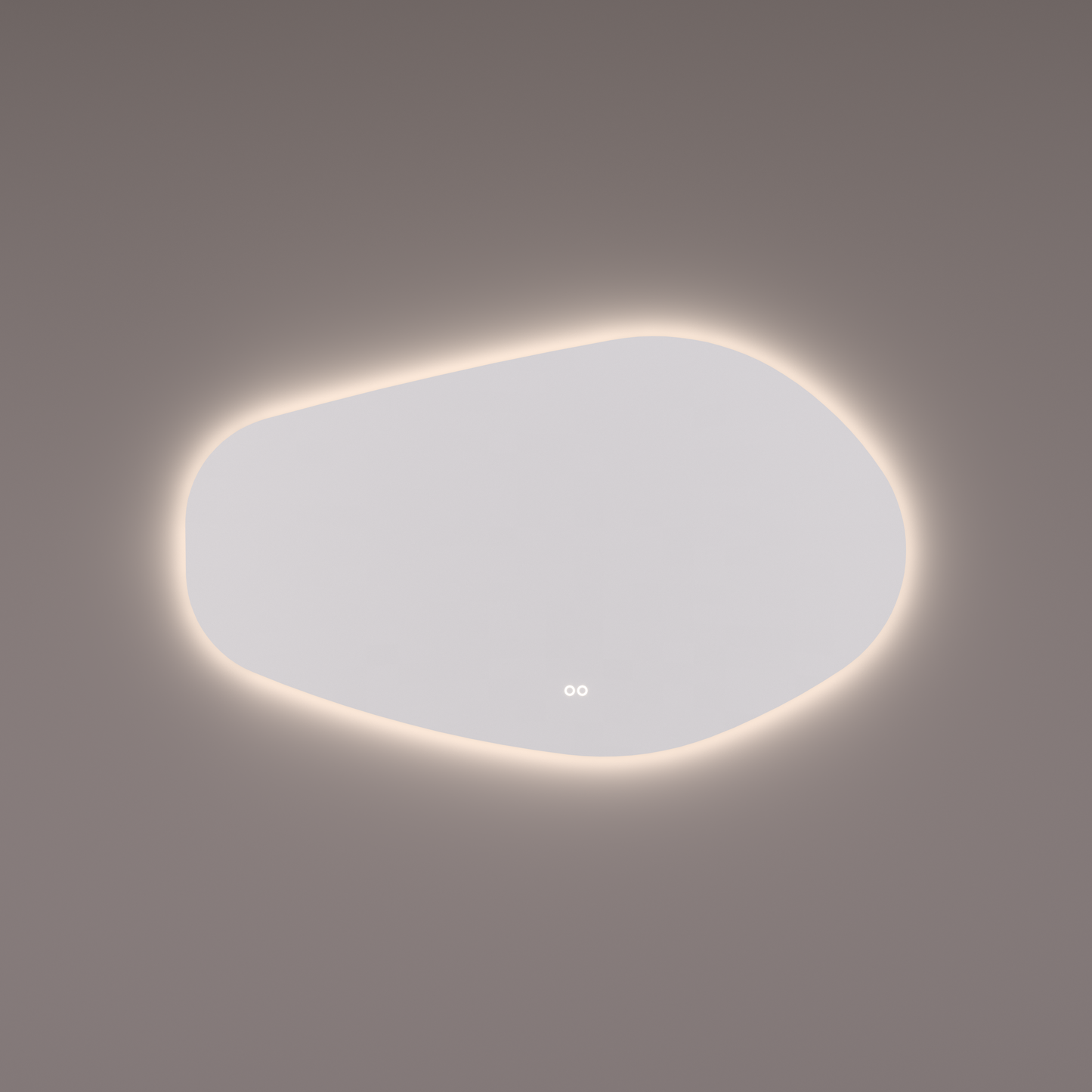 Voorraad spiegel organisch, 160x80 cm met indirecte led rondom + spiegeverwarming, kleurenwissel en touch dimmer