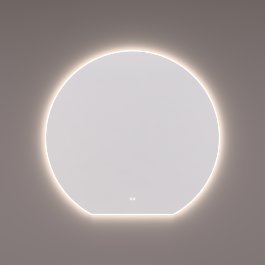 Voorraad spiegel sun-line met directe en indirecte LED verlichting rondom, diameter 120 en 56B x 113H cm + spiegelverwarming + kleurenwissel + touch dimmer