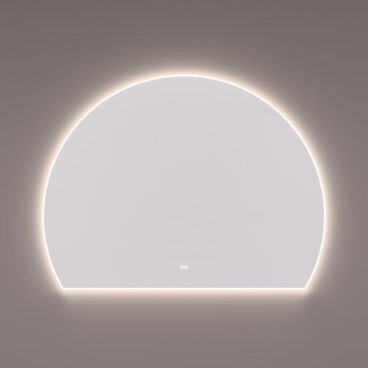 Voorraad spiegel sun-line met directe en indirecte LED verlichting rondom, diameter 140 en 120B x 107H cm + spiegelverwarming + kleurenwissel + touch dimmer