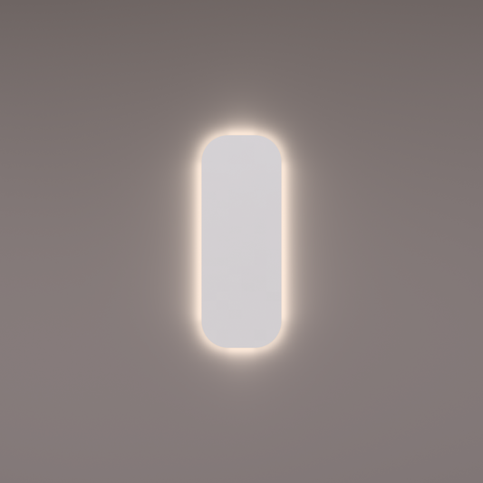 Voorraad toilet spiegel met afgerondde hoeken 30x80x3 cm met indirecte 3000K warme LED verlichting rondom, extern geschakeld