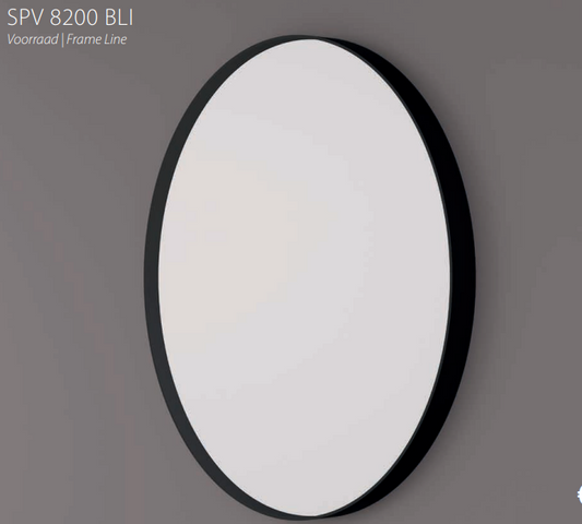 HIPP Design Voorraad spiegel rond op mat zwart industrieel metalen frame | SPV 8200 BLI