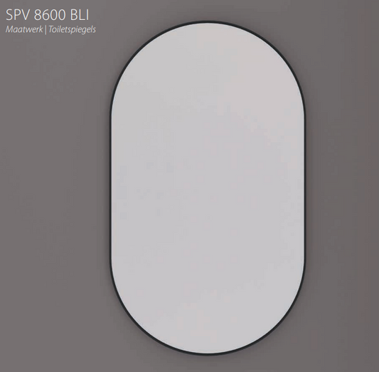 HIPP Design Voorraad spiegel ovaal-recht op mat zwart industrieel metalen frame | SPV 8640 BLI