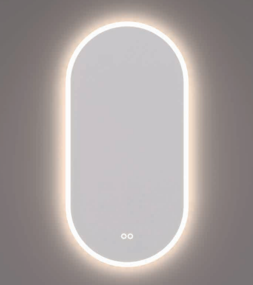 HIPP Design Voorraad spiegel ovaal-recht in mat zwart met indirecte LED verlichting rondom | SPV 13900 BL