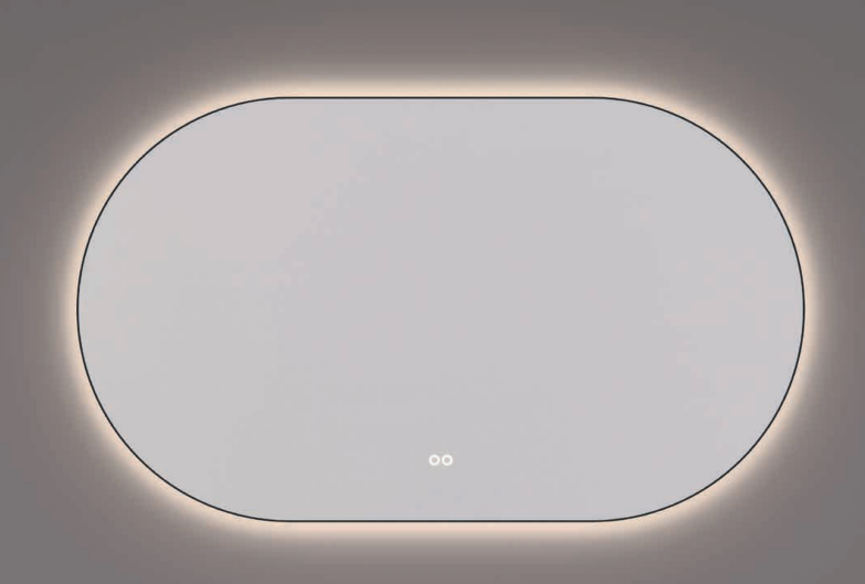 HIPP Design Voorraad spiegel ovaal-recht in mat zwart met indirecte LED verlichting rondom | SPV 13700 BL