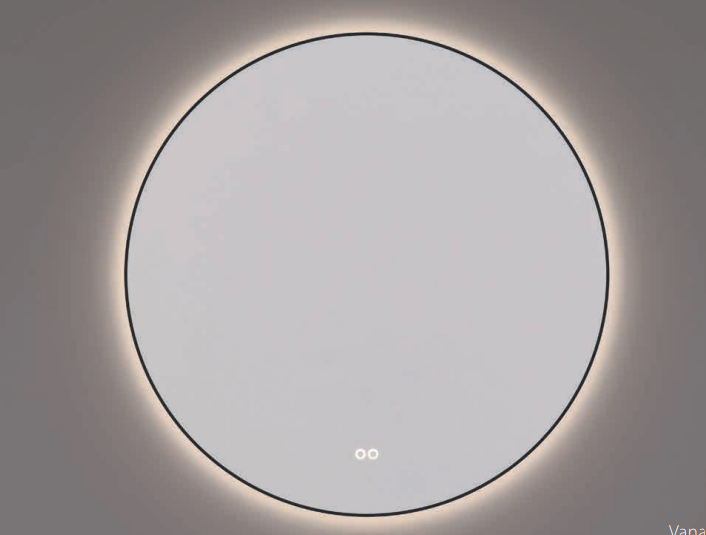 HIPP Design Voorraad spiegel rond in mat zwart met indirecte LED verlichting rondom | SPV 13500 BL