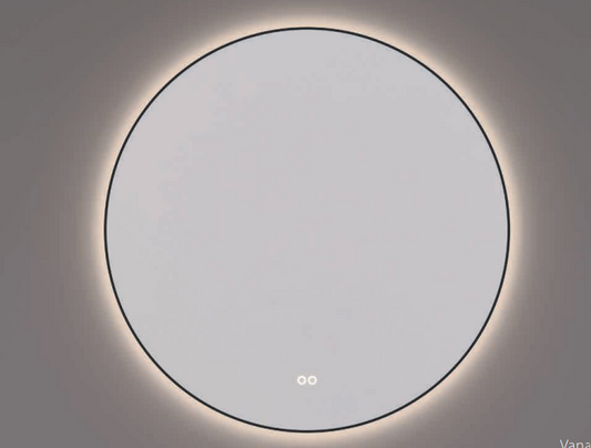 HIPP Design Voorraad spiegel rond in mat zwart met indirecte LED verlichting rondom | SPV 13500 BL