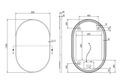 Hotbath Spiegel in aluminium frame / oval incl direct & indirect LED, spiegelverwarming, color changing, dimbaar, dottless, met afstandsbediening