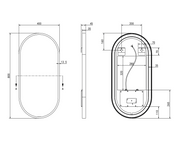 Hotbath Spiegel in aluminium frame / oval incl direct & indirect LED, spiegelverwarming, color changing, dimbaar, dottless, met afstandsbediening