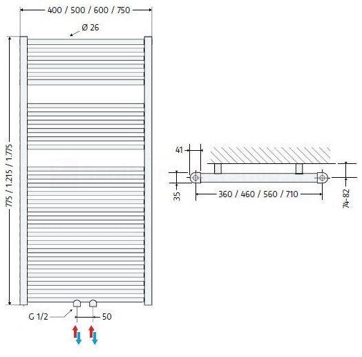 HSK Line gevuld af fabriek (handdoekverwarmer)