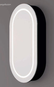 HIPP Design Luxe ovaal-rechte spiegelkast in mat zwart met LED baan rondom | SPK 91000