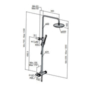 Hotbath Cobber X SDSX9 thermostatische stortdoucheset met ronde handdouche en hoofddouche - diverse afmetingen